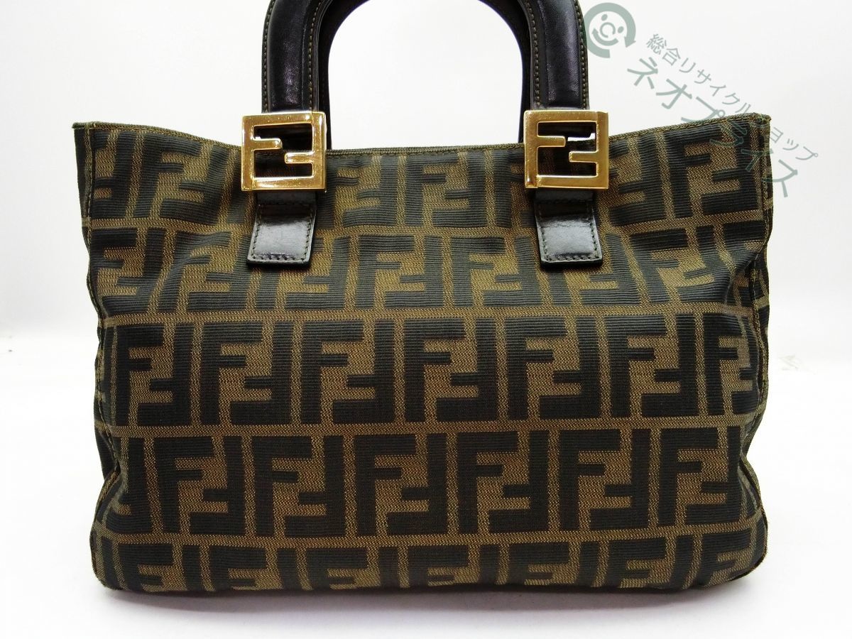 ◇N1391 FENDI フェンディ ズッカ柄 FF金具 ハンド バッグ