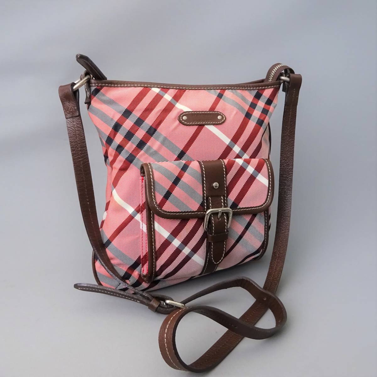 本物良品□バーバリー□マルチカラーノバチェックキャンバス/ブラウン 