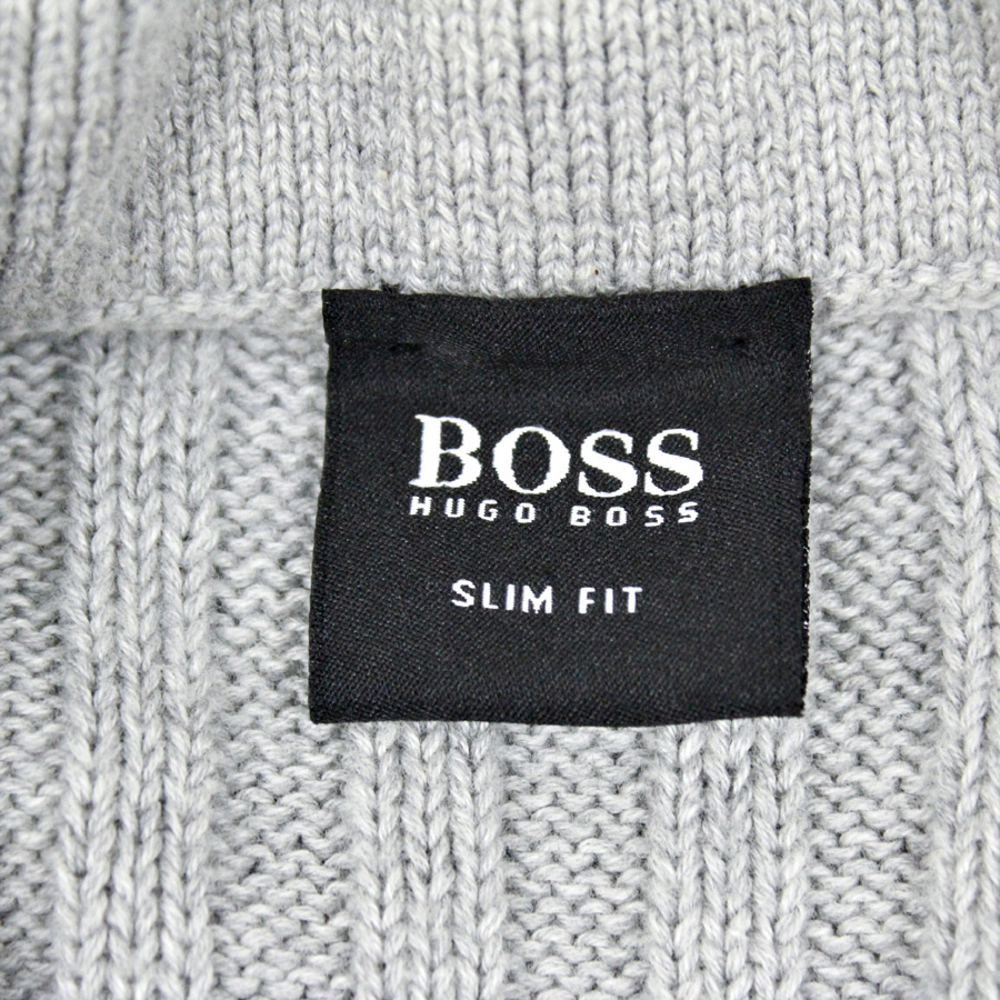 メンズ 美品 トルコ製 HUGO BOSS ヒューゴボス 春夏 コットン リブニット スキッパーカラー カーディガンジャケット グレー M 国内正規品 HUGO BOSS Les EDP・SP ボス ボスの通販