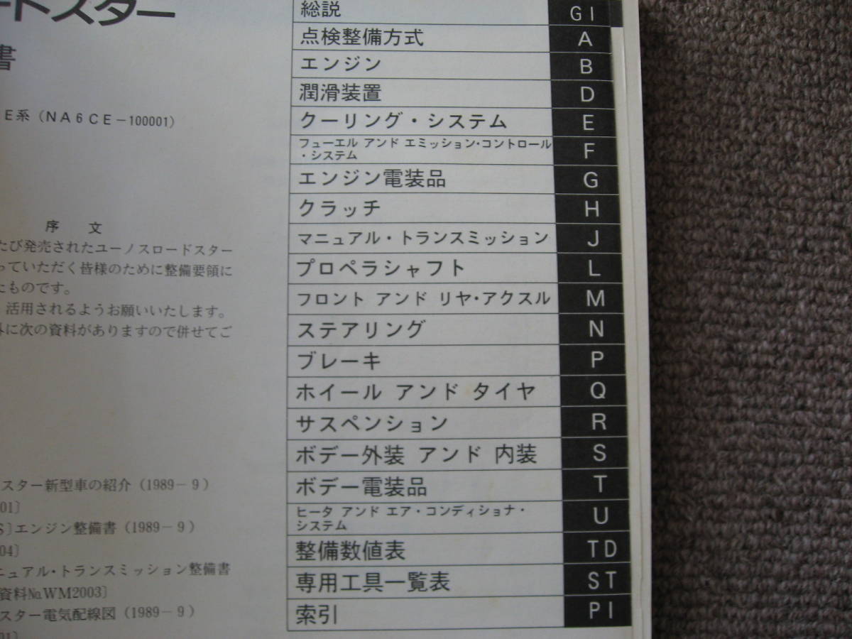 ユーノス ロードスター（NA6） 整備書 1989年発行