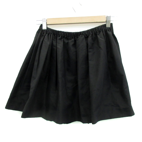 ミュウミュウ miumiu スカート フレア ミニ丈 無地 36 黒 ブラック /SM6 レディース ミュウミュウ フレア miumiu 0 ミニ丈ギャザースカート 膝丈フレアスカート40（日本サイズ36）美品