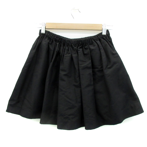 ミュウミュウ miumiu スカート フレア ミニ丈 無地 36 黒 ブラック /SM6 レディース ミュウミュウ フレア miumiu 0 ミニ丈ギャザースカート 膝丈フレアスカート40（日本サイズ36）美品