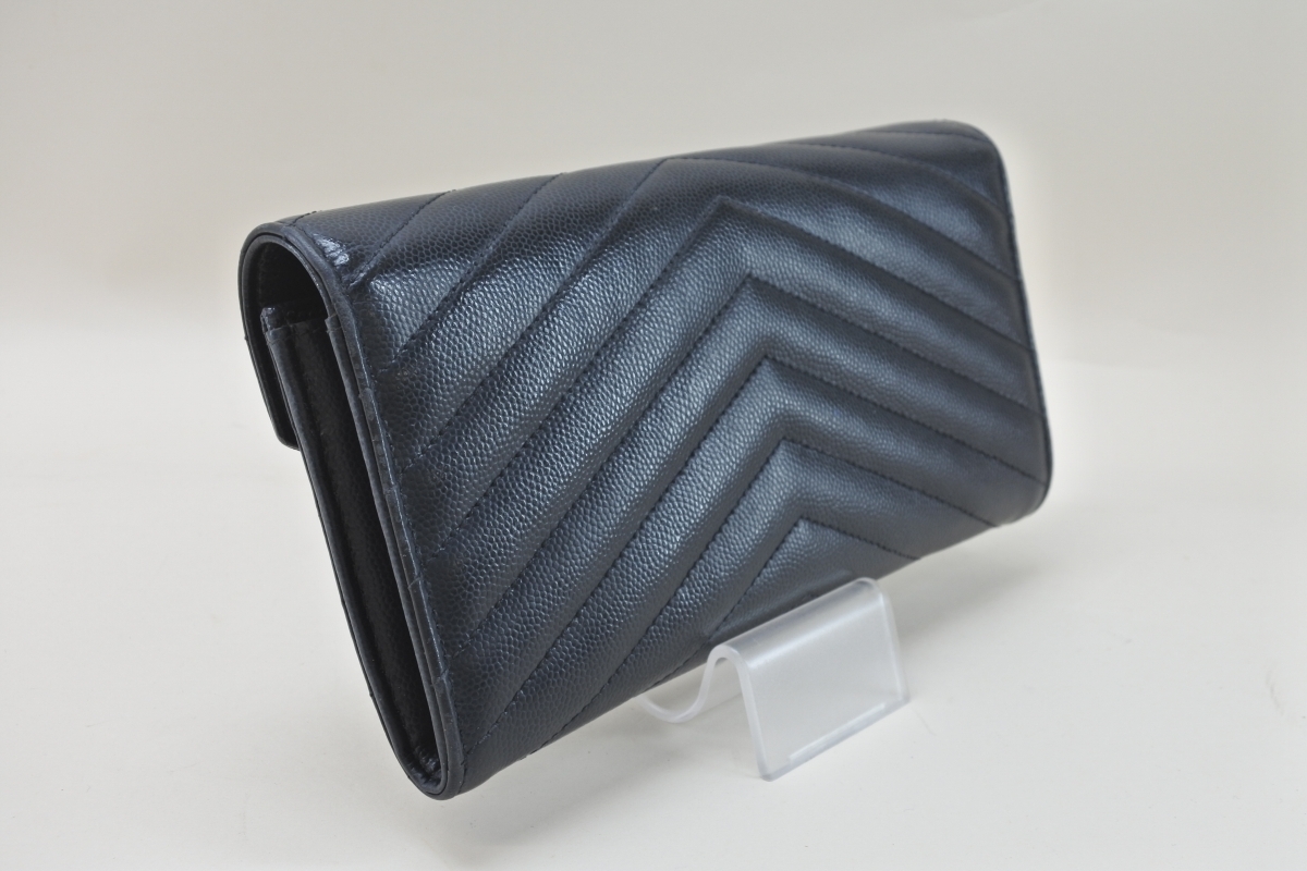 SAINT サンローラン 長財布 YSL ブラックレザー ジャンク品 質屋かん