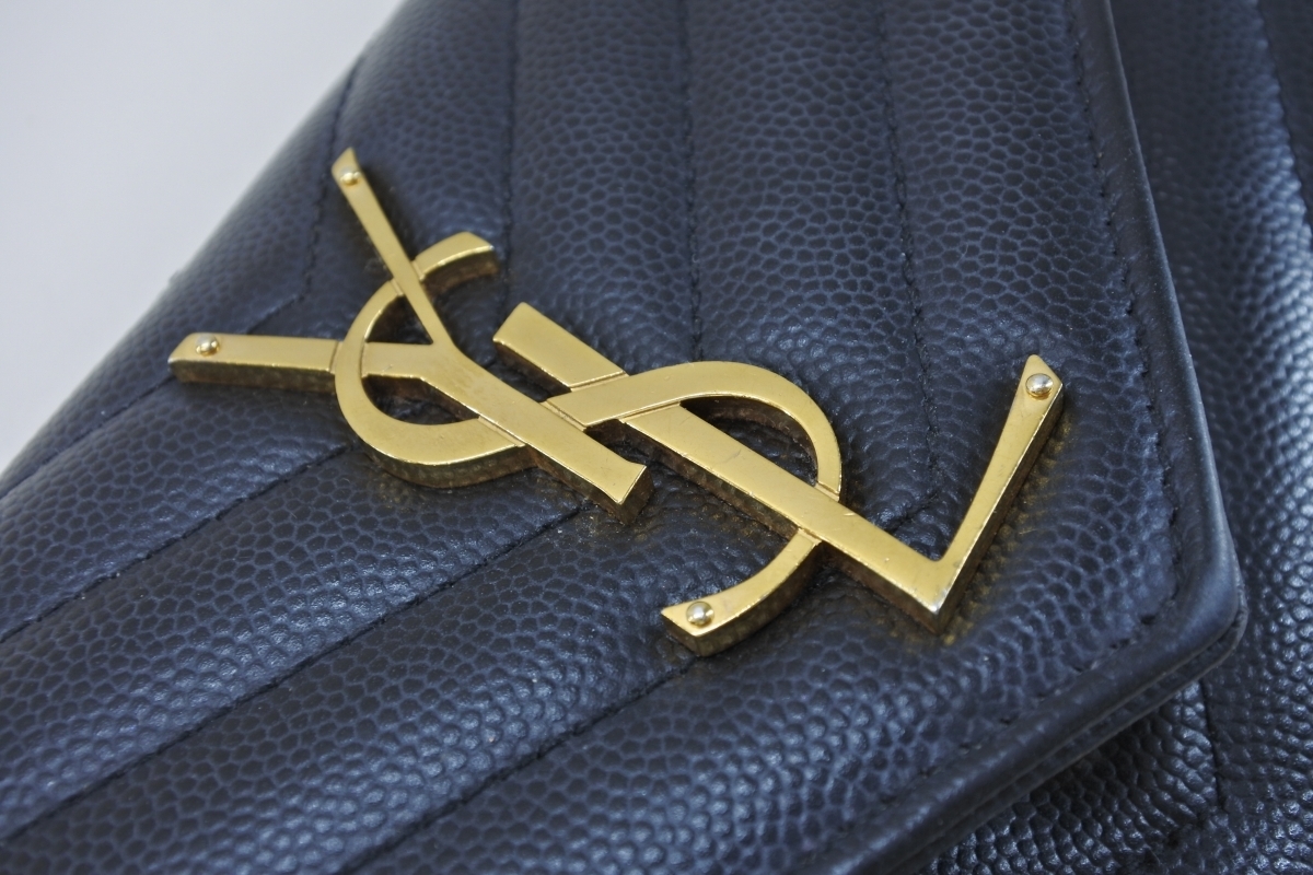 SAINT サンローラン 長財布 YSL ブラックレザー ジャンク品 質屋かん