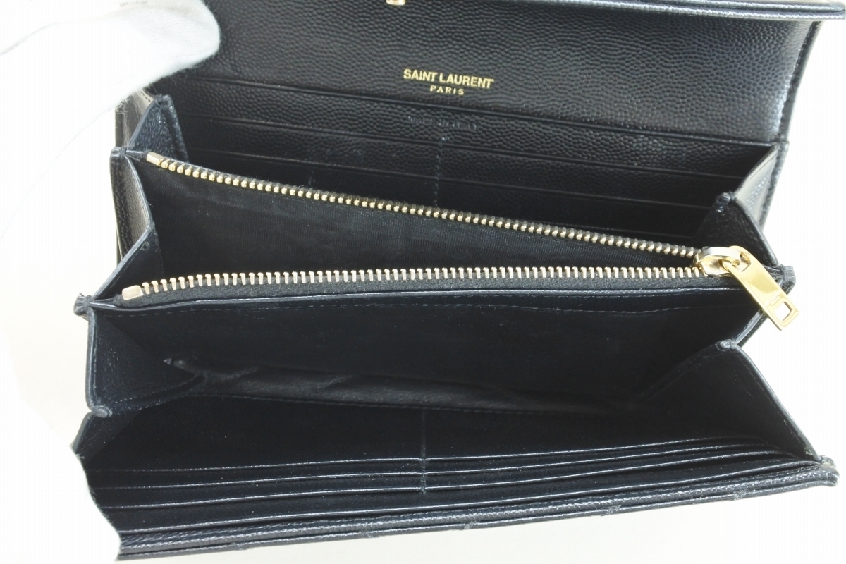 SAINT サンローラン 長財布 YSL ブラックレザー ジャンク品 質屋かん