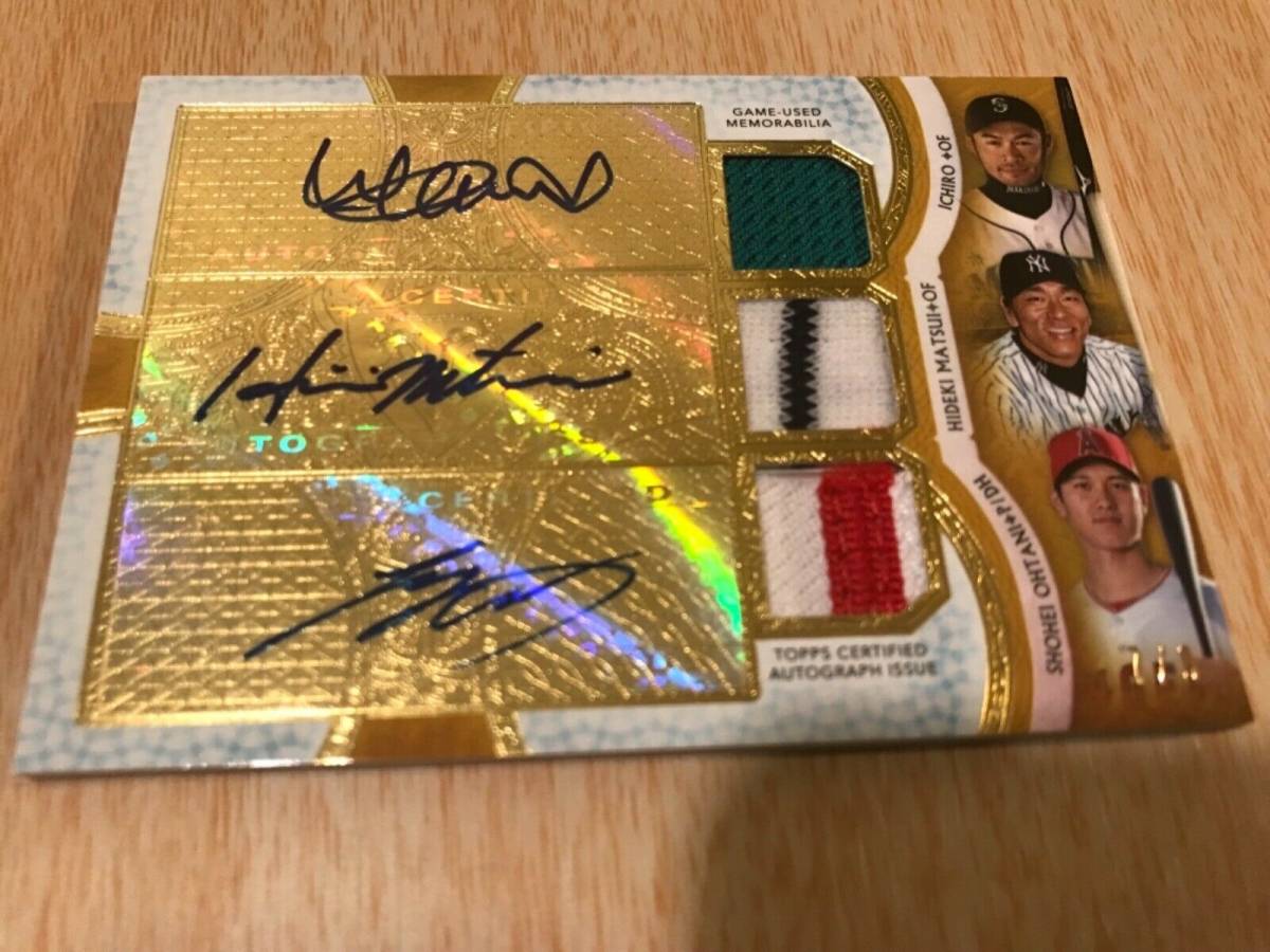 激レア！☆送料無料☆大谷翔平選手 イチロー選手 松井選手 直筆サイン入りカード Topps Triple Threads　9枚限定！！