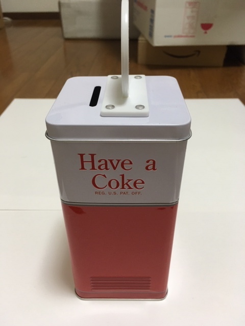 新品・未使用　コカ・コーラのビンテージ風自動販売機風　ブリキ製貯金箱_4