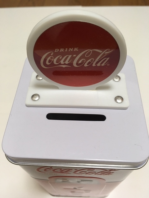 新品・未使用　コカ・コーラのビンテージ風自動販売機風　ブリキ製貯金箱_5