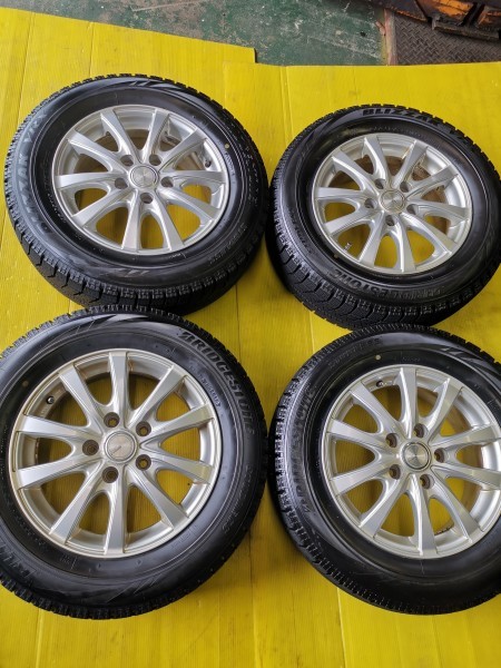 21年製！バリ山！スタッドレス195/65R15、ブリヂストン15×6J+53 BLIZZAK 195⁄65R15 VRX BS 15インチ スタッドレス BRIDGESTONE Z-168 4