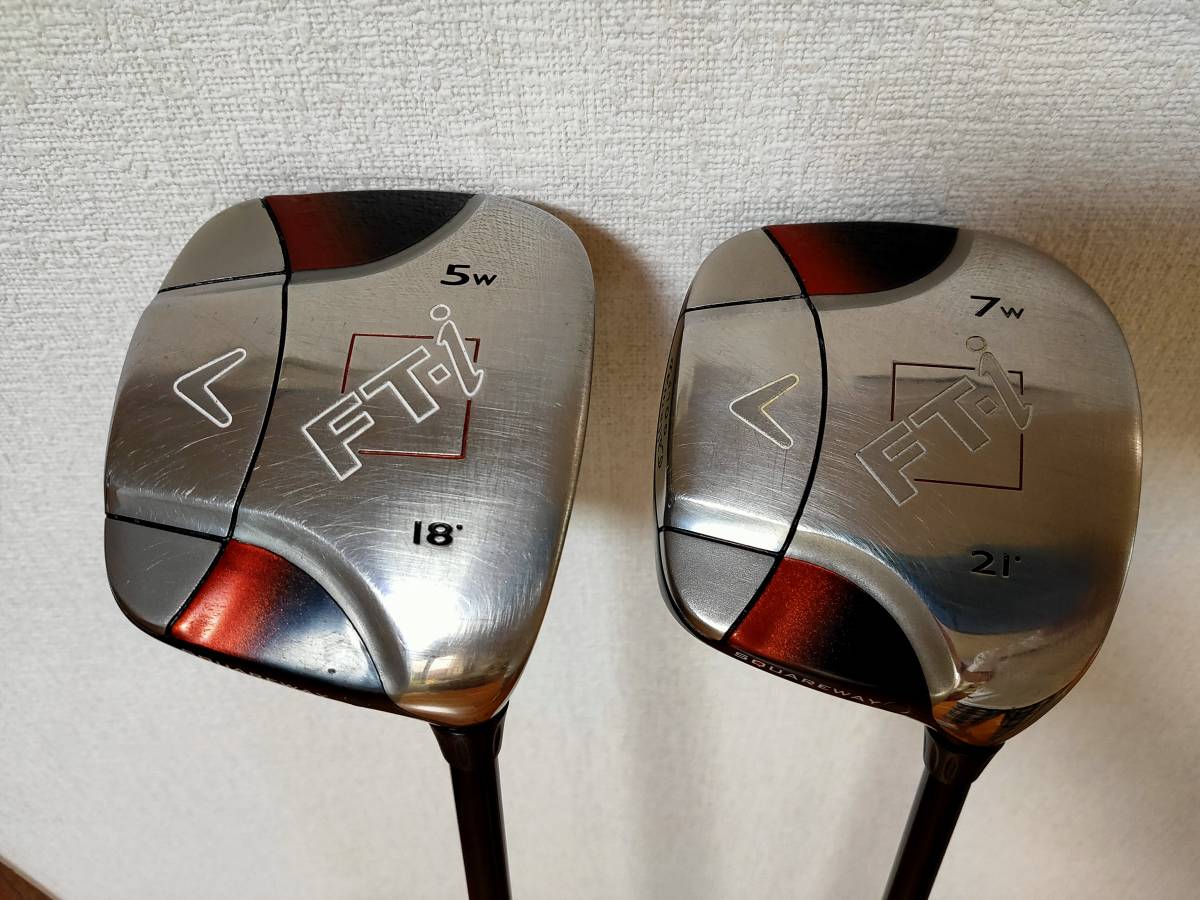 中古 キャロウェイ FT-i SQUAREWAY 5W 18° & 7W 21° 2本セット 純正シャフト フレックスS スクエアウェイ　　_1