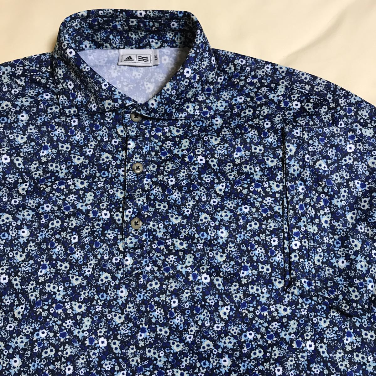 低価，送料無料 adidas アディダス ポロシャツ ダークネイビー 小花柄 L(アディダス)｜売買されたオークション情報、yahooの商品情報をアーカイブ公開 - オークファン シャツ