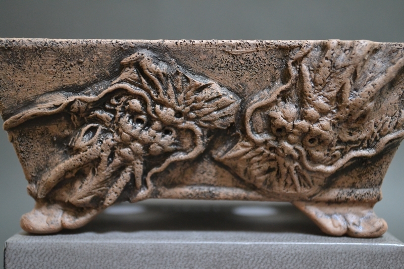 ☆和鉢屋☆常滑焼 長方双龍雲足幅11.5cm 角山