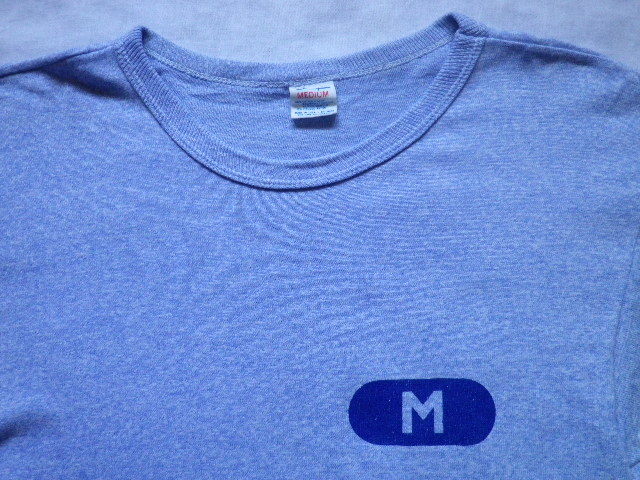 レア★80s USA製 チャンピオン カプセルロゴ Tシャツ 青霜 M ビンテージ 無地 Champion USA製 80\u0027s Little More M