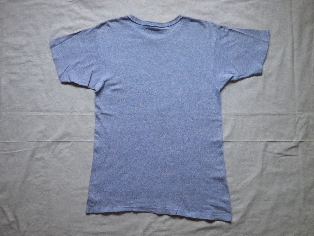 レア★80s USA製 チャンピオン カプセルロゴ Tシャツ 青霜 M ビンテージ 無地 Champion USA製 80\u0027s Little More M