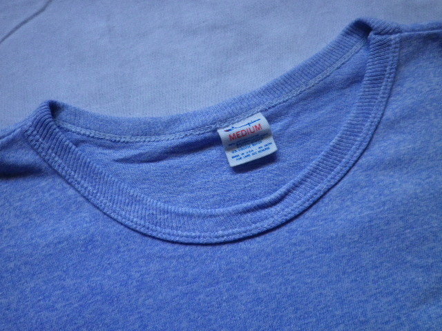 レア★80s USA製 チャンピオン カプセルロゴ Tシャツ 青霜 M ビンテージ 無地 Champion USA製 80\u0027s Little More M
