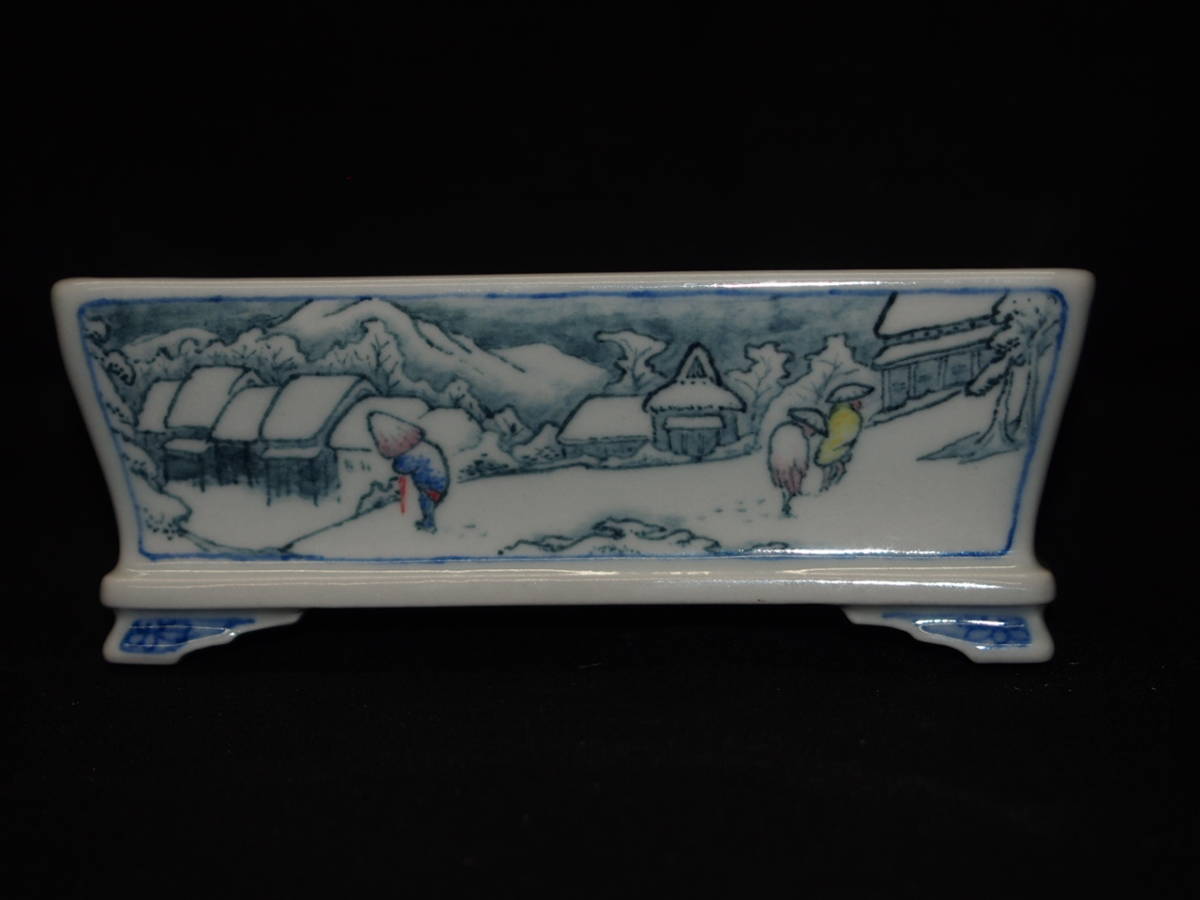 得価，SALE 大和魂 東海道五十三次 仙山 色絵額入蒲原 四日市 阪之下図反縁下紐段脚長方鉢 巾12.0cm繊細な筆致(鉢)｜売買されたオークション情報、yahooの商品情報をアーカイブ公開 - オークファン 鉢
