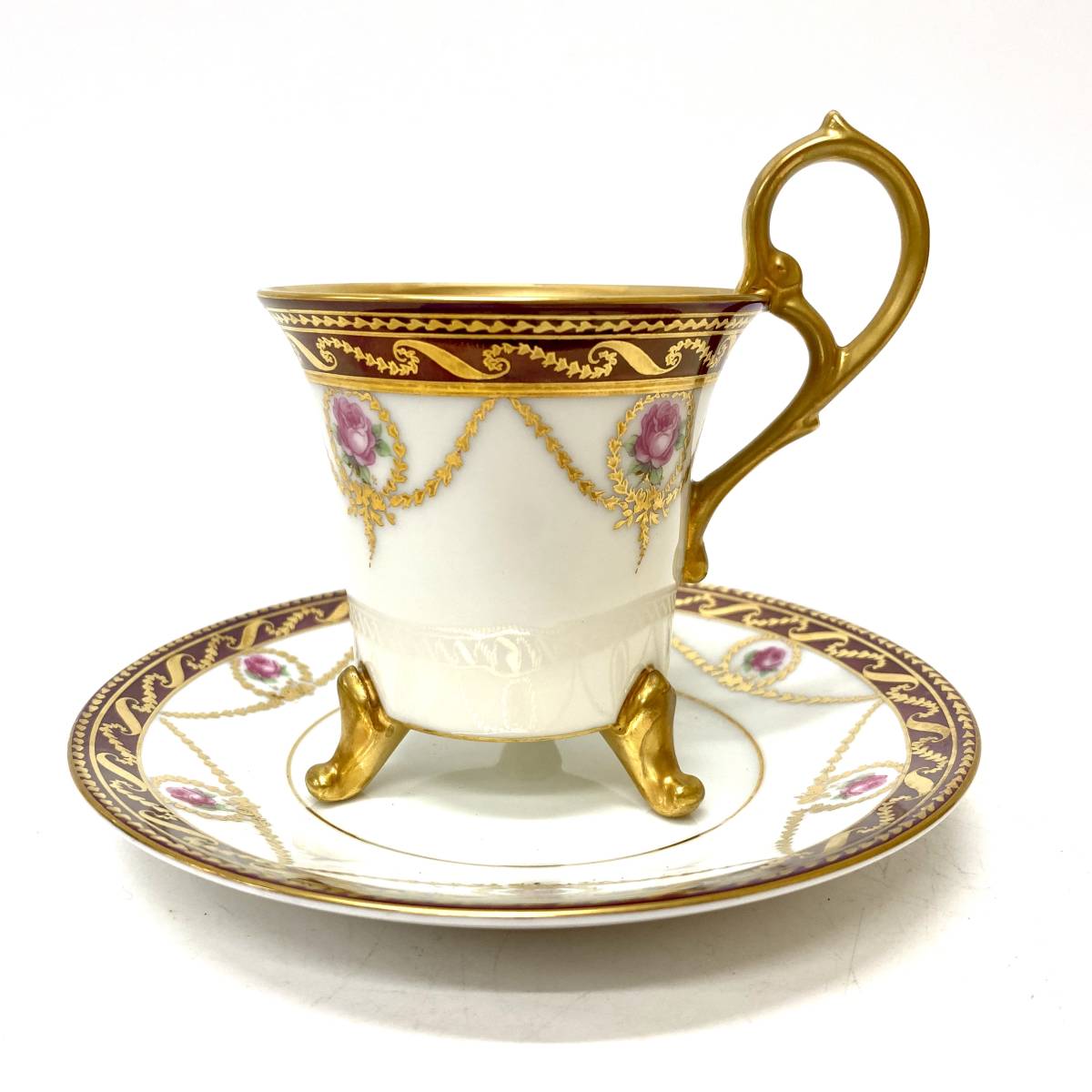 7.4 OHASHI CHINA Rococo 三つ足 猫足 カップ&ソーサー コーヒー 紅茶