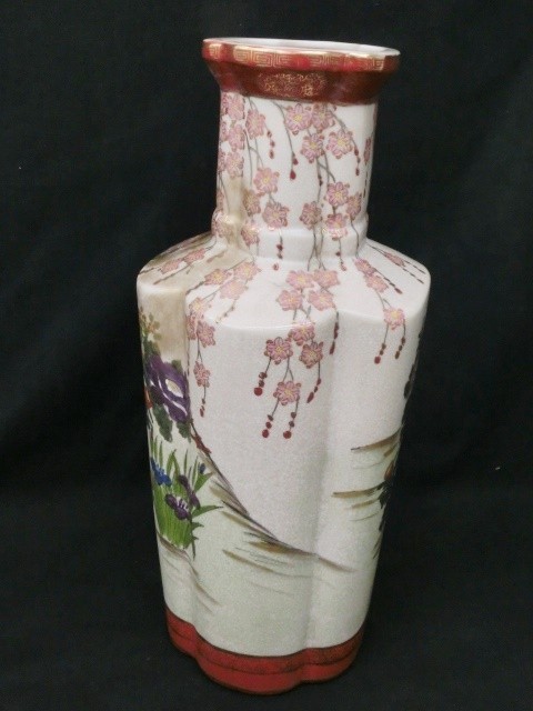 1円～薩摩 金彩手色絵花詰文 花瓶 花器 華道 生花 陶器 骨董 古美術 大花瓶 花入 陶芸 ⑤③