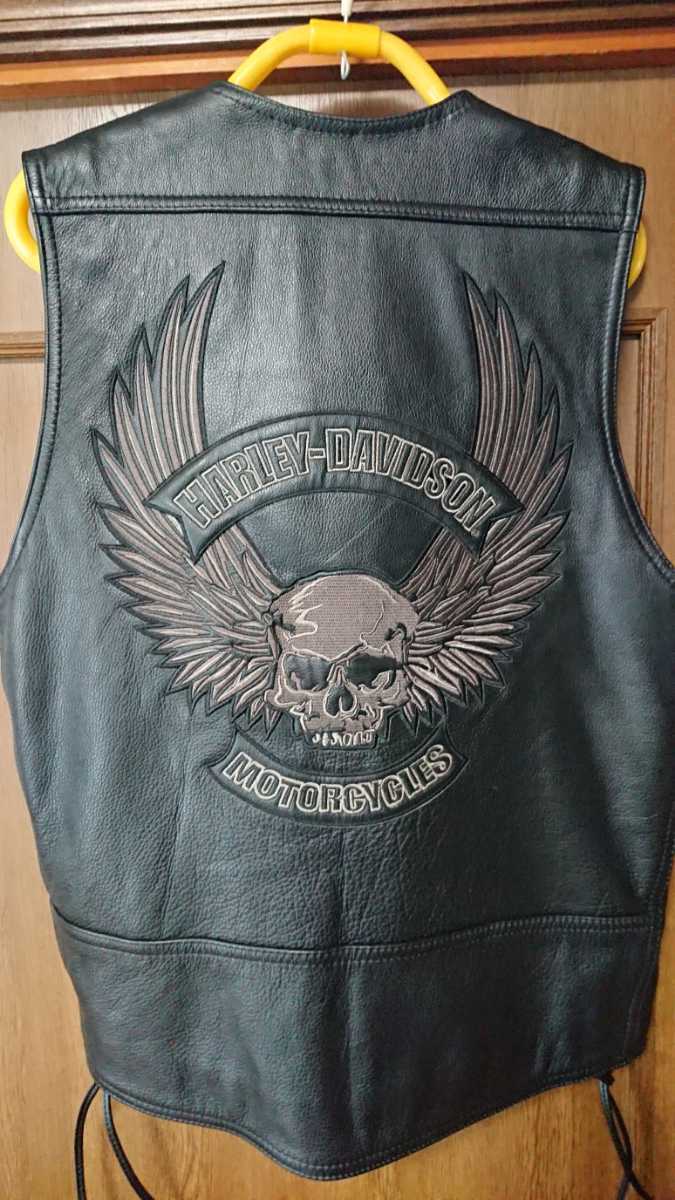 USA製 Harley-Davidson バイカー レザーベスト L ハーレーレザーベスト