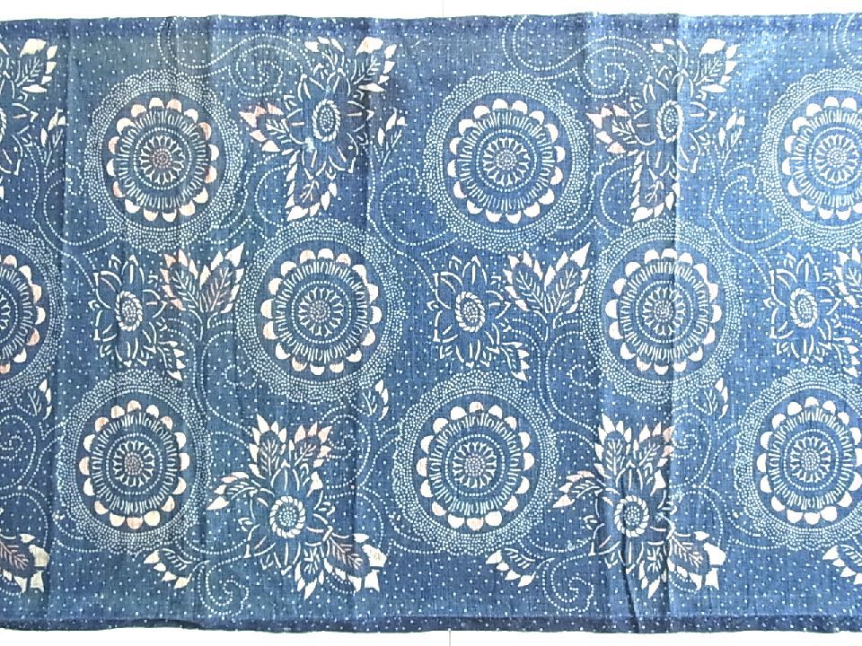 藍染め　古布　木綿　高級手芸品　155 × 98cm　壁掛け　上質　美品 藍染 藍染アンティーク Antique Sam's Collection古布 古裂 菊唐草 鶴