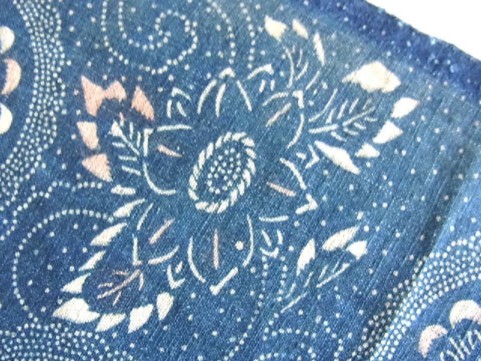 藍染 藍染アンティーク Antique Sam's Collection古布 古裂 菊唐草 鶴
