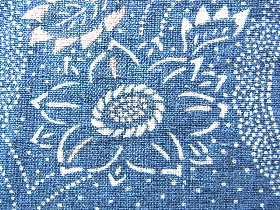 藍染 藍染アンティーク Antique Sam's Collection古布 古裂 菊唐草 鶴