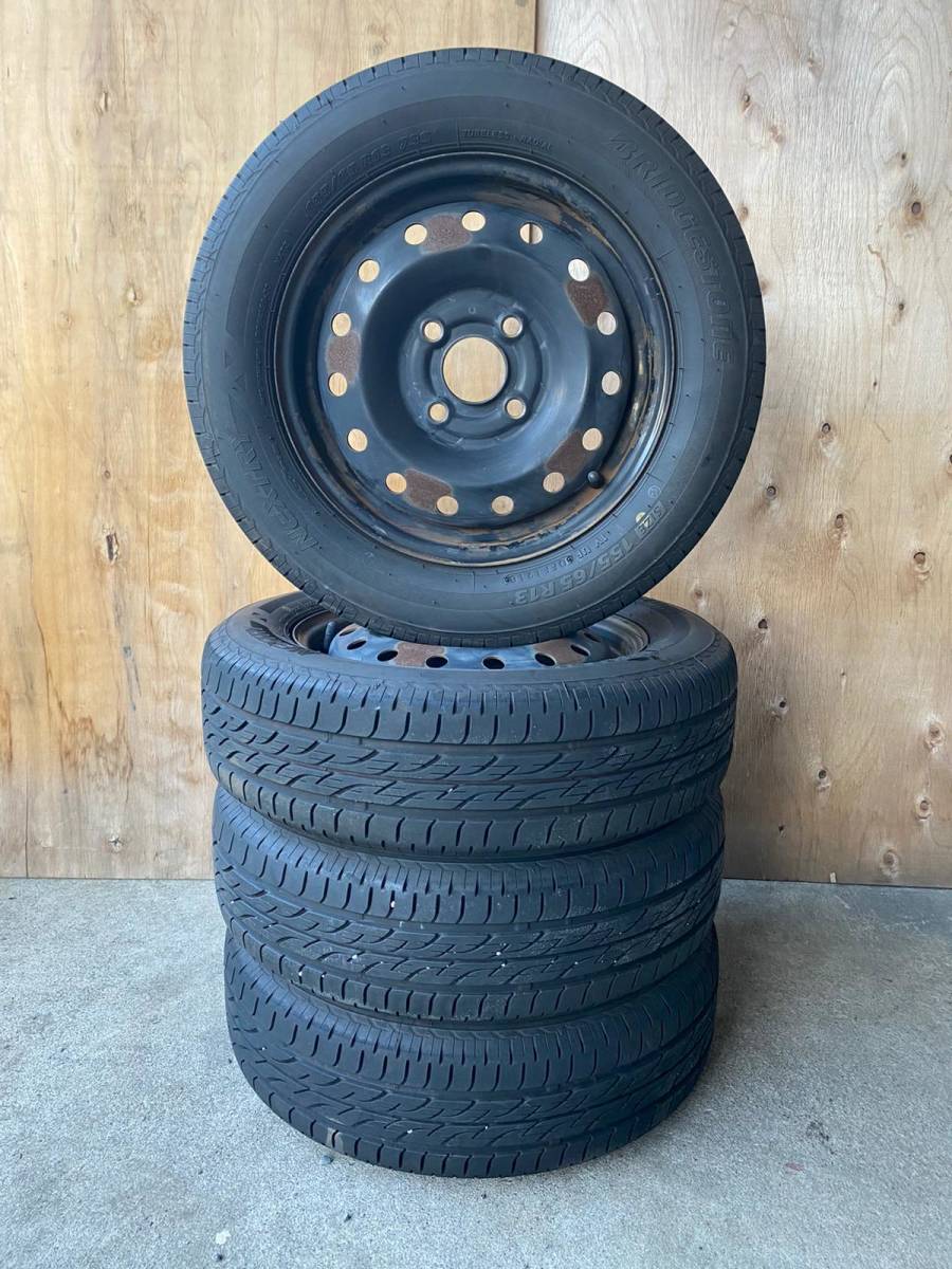 バリ山 BRIDGESTONE 中古タイヤ4本 ③155⁄65R13 ヨコハマ ブルー