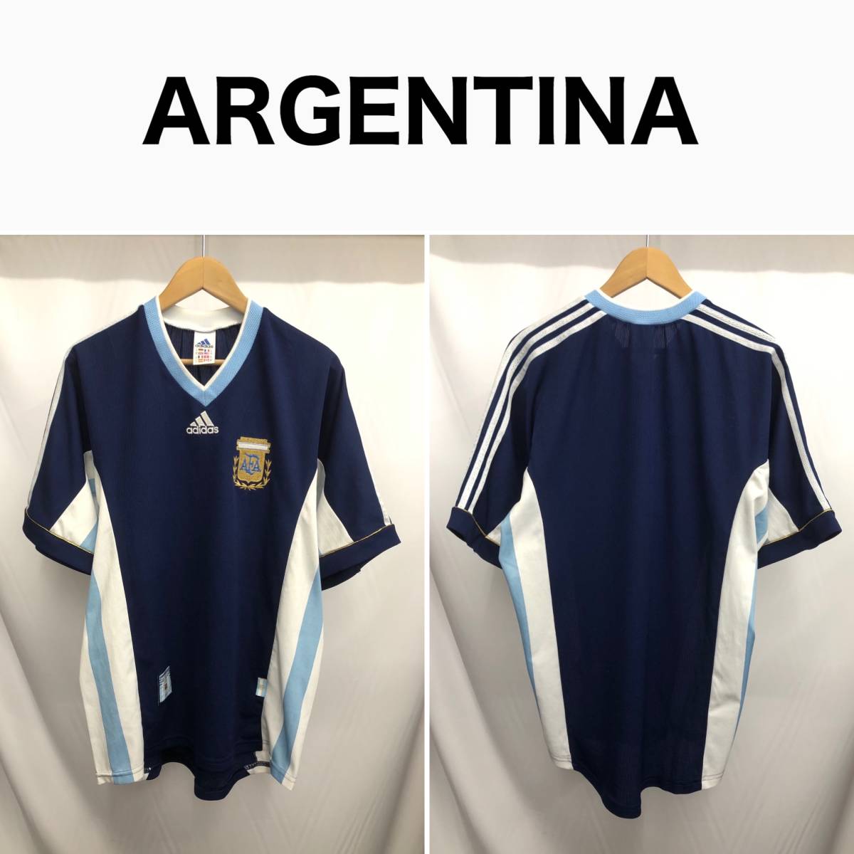 【人気定番，品質保証】 アルゼンチン代表 98年モデル AWAY ユニフォーム/半袖/ワールドカップ/Mサイズ/adidas製/バティストゥータ/90s/W杯/サッカー/tk390(アルゼンチン)｜売買されたオークション情報、yahooの商品情報を ユニフォーム