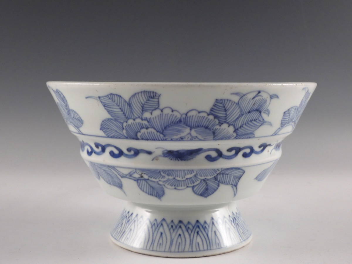 染付 ○栄○古伊万里 無傷完品 輪花 微塵 蛸唐草文