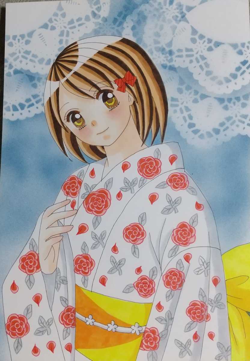 12歳 蒼井結衣 手描きイラスト 浴衣 手描きイラスト 売買されたオークション情報 Yahooの商品情報をアーカイブ公開 オークファン Aucfan Com