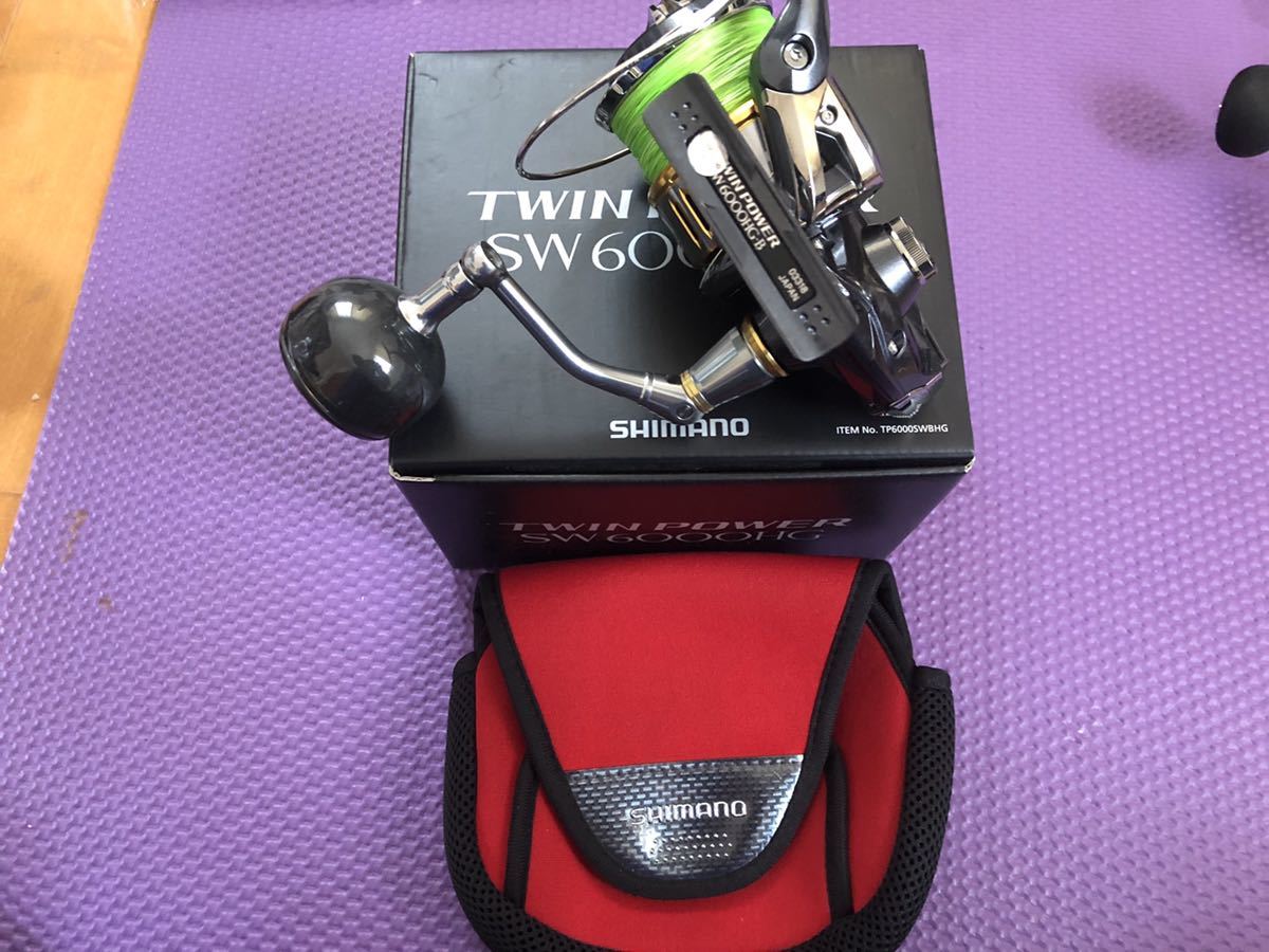 美品 シマノ 6000HG SHIMANO ツインパワーsw SW 21ツインパワーSW TWIN ツインパワー POWER PEライン3号300m付き 0 21ツインパワーSW6000HG シマノ(SHIMANO) 箱、付属品付き バリバス３号ライン