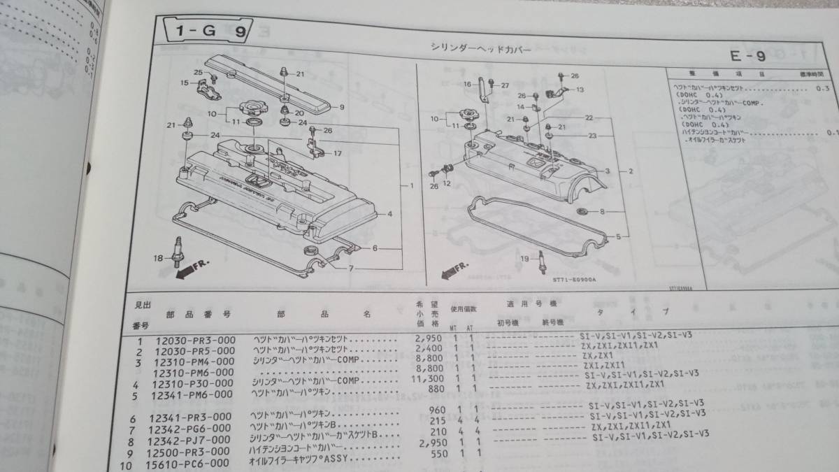 ホンダ インテグラ DC1 DC2 - 100型 パーツリスト 3版 平成6年5月発行