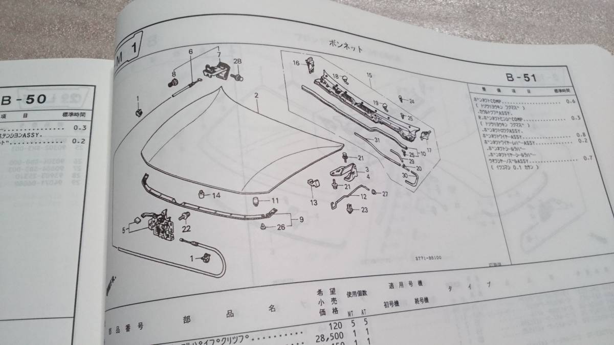ホンダ インテグラ DC1 DC2 - 100型 パーツリスト 3版 平成6年5月発行