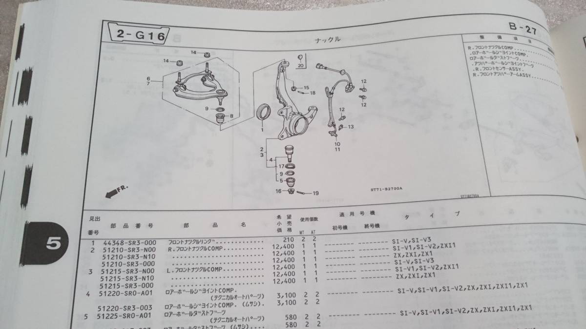 ホンダ　インテグラ　パーツリスト　DC1 DC2 ホンダ インテグラ DC1 DC2 - 100型 パーツリスト 3版 平成6年5月発行