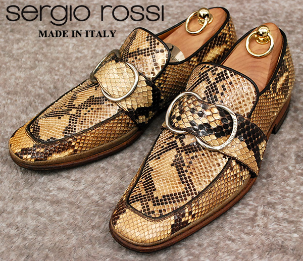 本物を知る大人の為の一足！美品 伊製 セルジオロッシ Sergio Rossi 蛇  