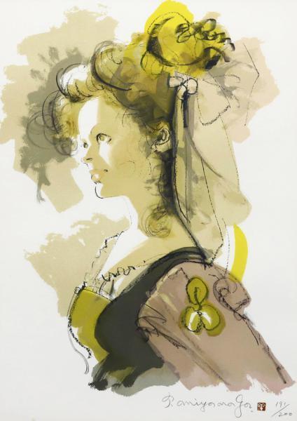 リトグラフ　宮永岳彦　少女　直筆サイン　18/200 リトグラフ 真作保証 - 宮永岳彦 絵画買取・販売の小竹美術 – 小竹美術