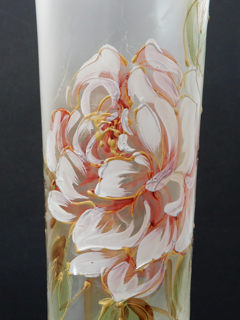 イタリア製 サインあり すりガラス 花瓶 ハンドペイント 薔薇 バラ 高さ53cm 花瓶 売買されたオークション情報 Yahooの商品情報をアーカイブ公開 オークファン Aucfan Com