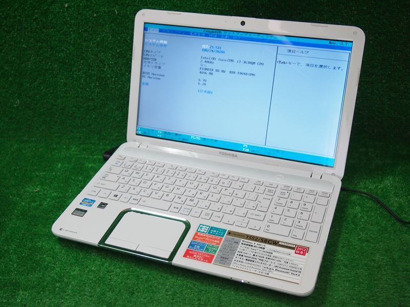  0472 東芝 T552/58GW PT55258GBHW Core i7 3630QM 2.4GHz メモリ4GB HD無 15.6インチ ブルーレイ BIOS OK ジャンク(15インチ～)｜売買されたオークション情報、yahooの商品情報をアーカイブ公開 - オークファン 東芝