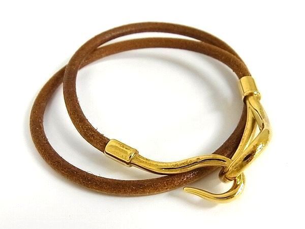 1円 □極美品□ HERMES エルメス ジャンボ 2連 レザー ゴールド金具