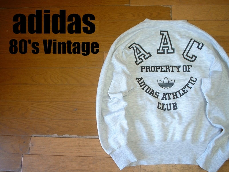 80sビンテージADIDAS ATHLETIC CLUBビッグロゴトレフォイルスウェットM 
