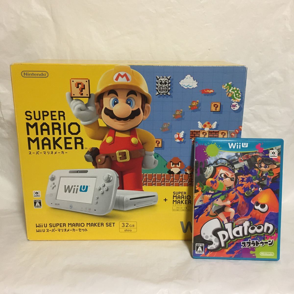 WIiU本体32GB＋マリオメーカー・スプラトゥーン 動作OK Wii U 本体 スーパーマリオメーカー スプラトゥーン セット