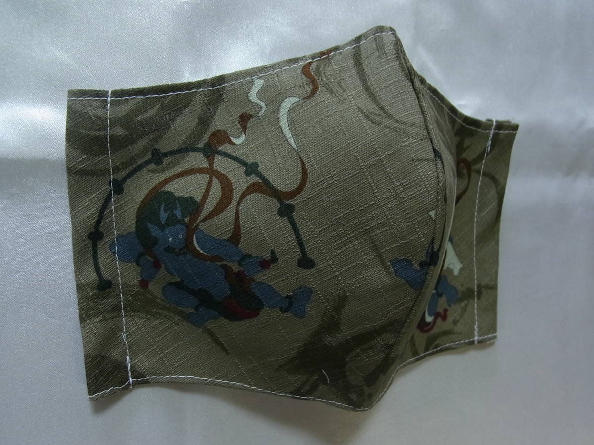 立体インナーマスク兼マスクカバー 大きめ 風神雷神_2