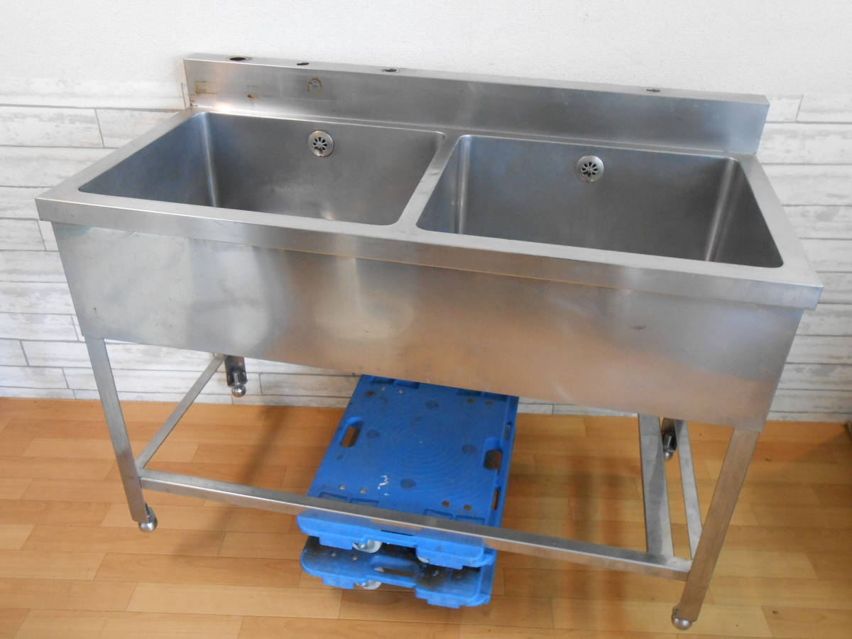 業務用】ステンレス製 2槽シンク 120×60×90（cm） ステンレスシンク