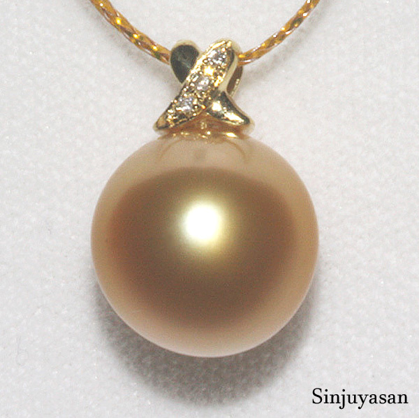 真珠屋さん 特選【天然ゴールド】最高の色！13.0mm 白蝶真珠 