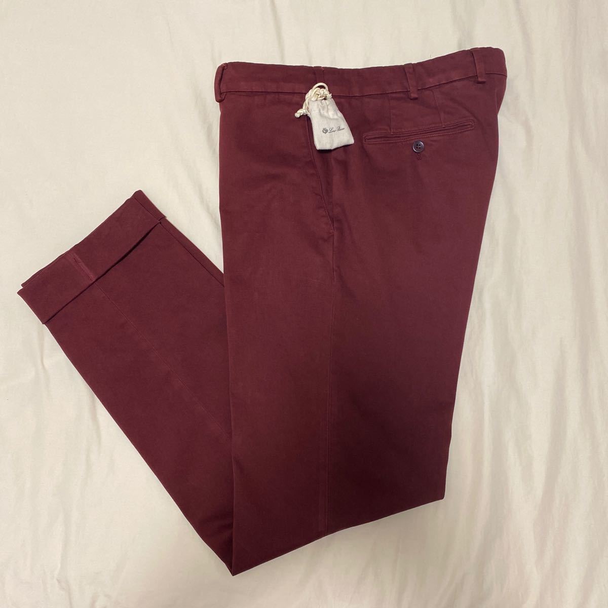 新品秋冬物13万最高級品 ロロピアーナ コットン パンツ 50 ワイン  