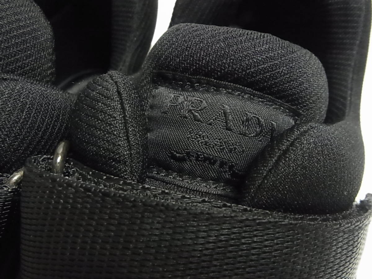 良品 PRADA プラダ ベルクロ ビブラムソール レザー スニーカー 7 1/2 