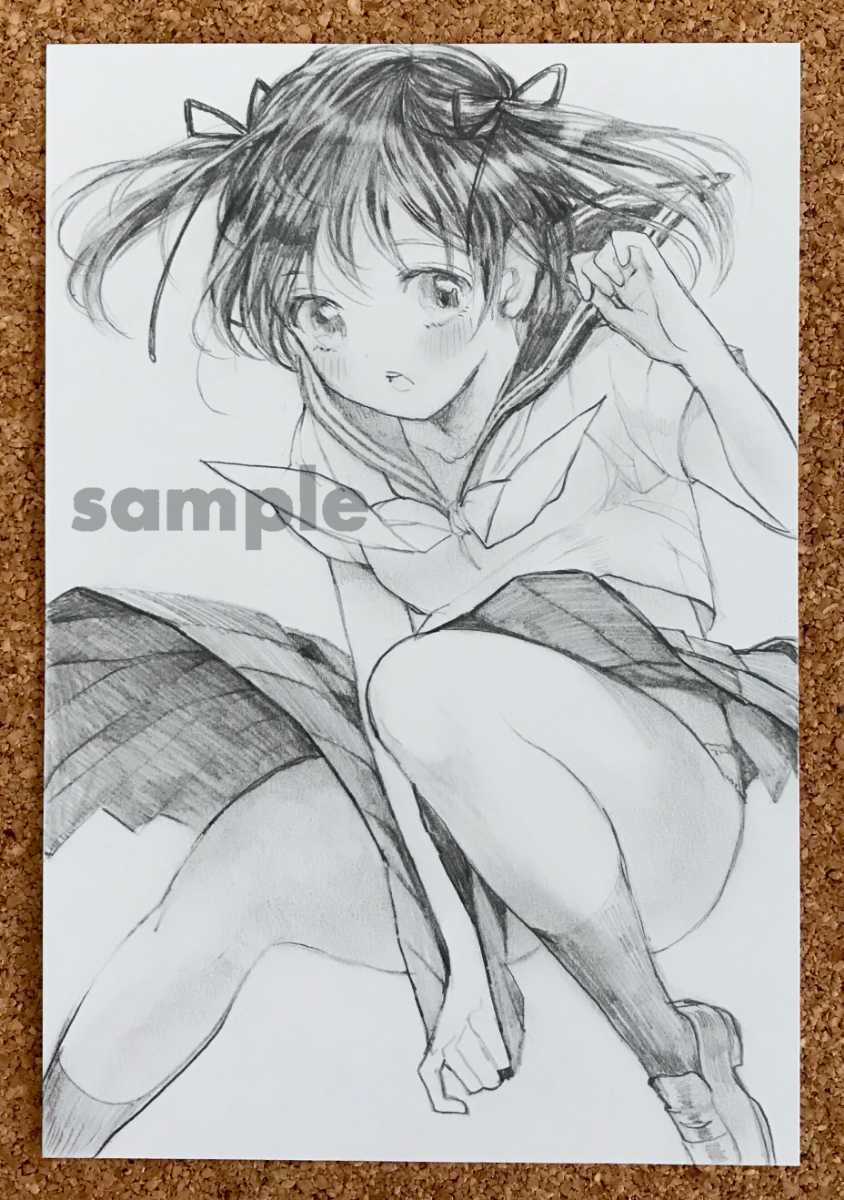 手描きイラスト鉛筆画【オリジナル】女の子2(手描きイラスト)｜売買
