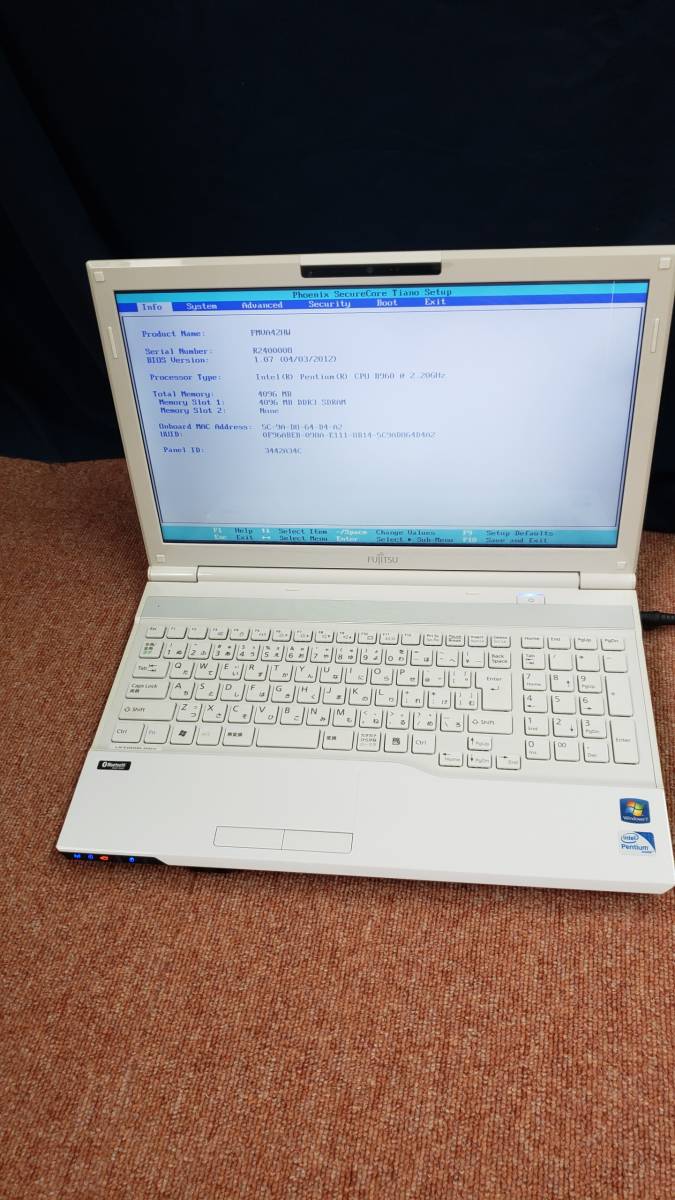 富士通 LIFEBOOK AH42⁄H Win10⁄Pentium B960⁄4GB⁄750GB 訳有 動作