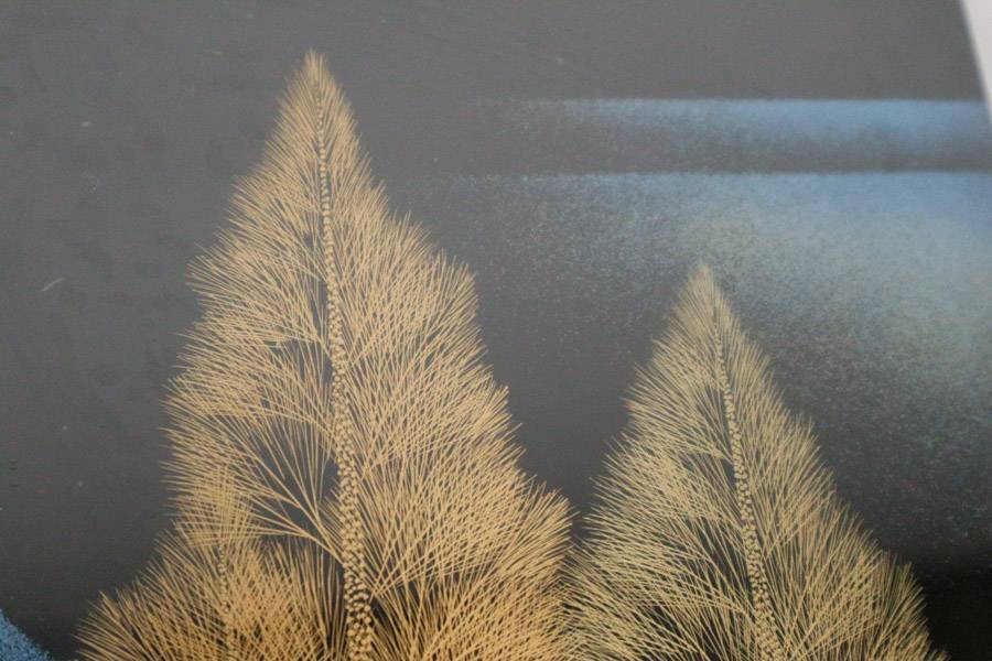 輪島塗 古坂邦夫 沈金 漆芸 花 沈金蒔絵 4号 絵 共箱 インテリア 伝統