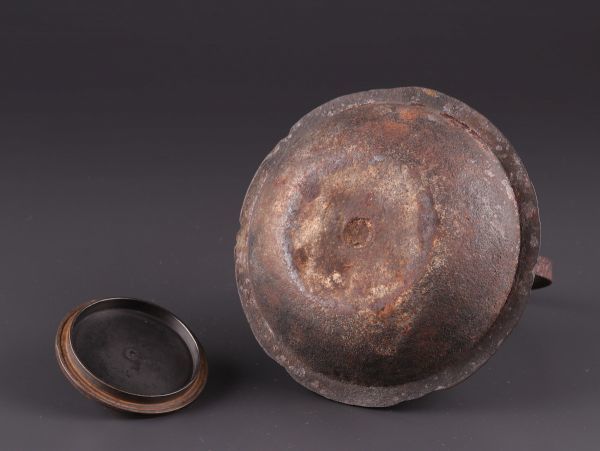 煎茶道具 文福茶釜形 時代鉄瓶 釜師造 銅製蓋 古作 時代物 極上品 初